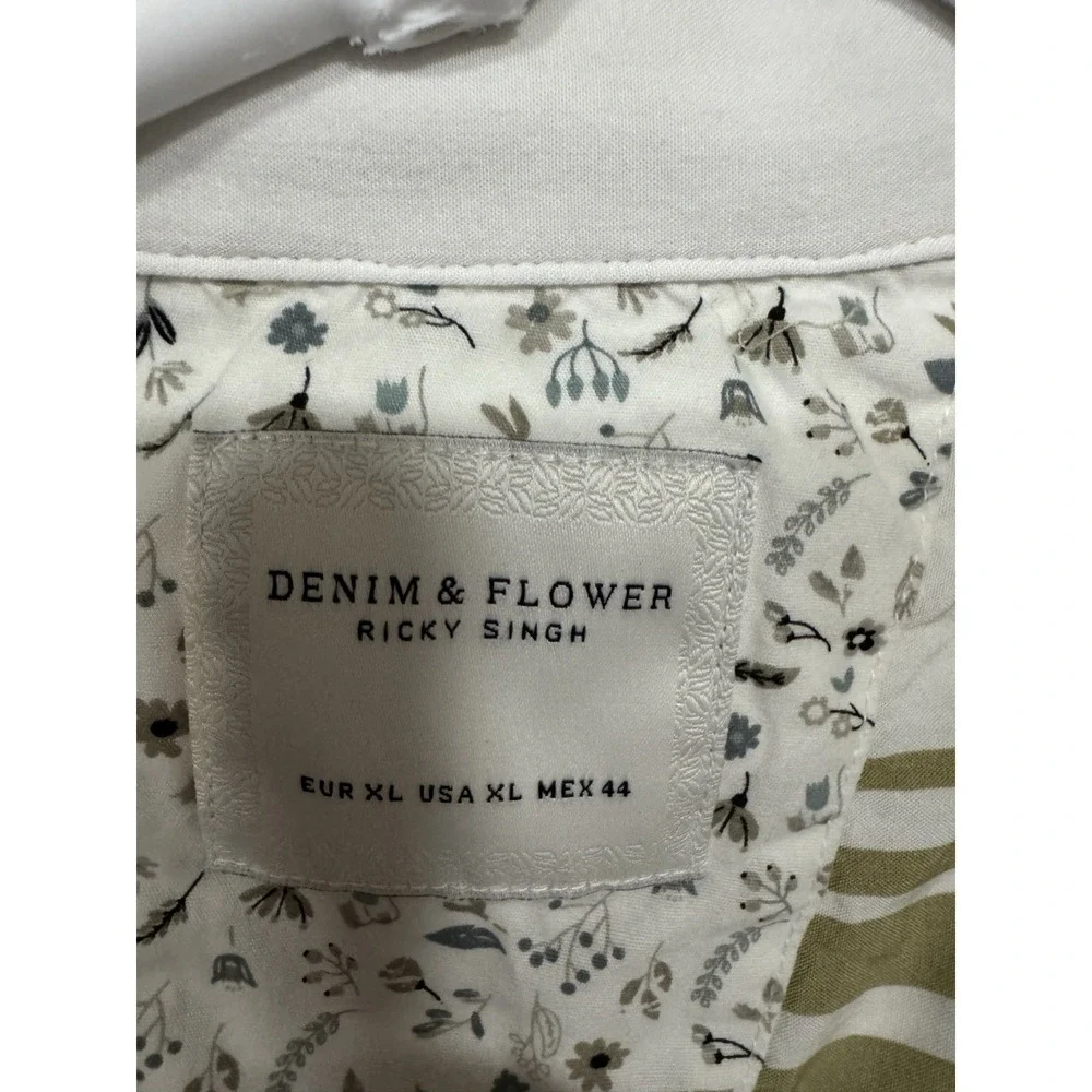 DENIM & FLOWER RICKY SING Men Short Sleeve Lightweight Stripe Button Up Shirt XL